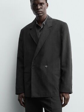 Zara man NWT flowy suit jacket black 5643/063